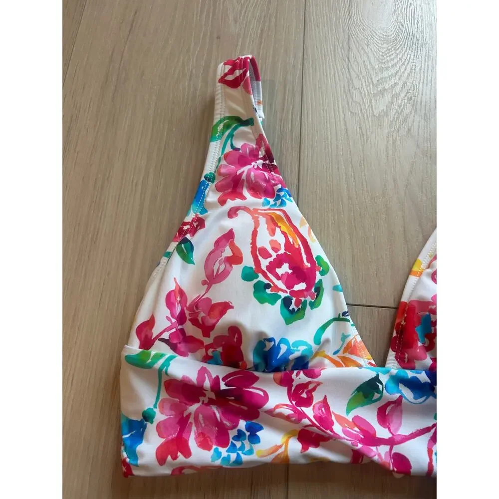 Anne Cole Women's Watercolor Paisley Shirred Bikini Top NWT Size Small